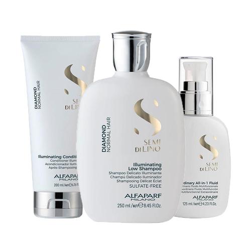 Kit Alfaparf Milano Professional Semi Di Lino Diamond - Shampoo e Condicionador e Finalizador