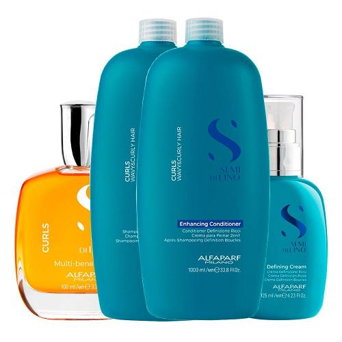 Kit Alfaparf Milano Professional Semi Di Lino CurlsProfissional - Shampoo e Condicionador e Creme e Óleo
