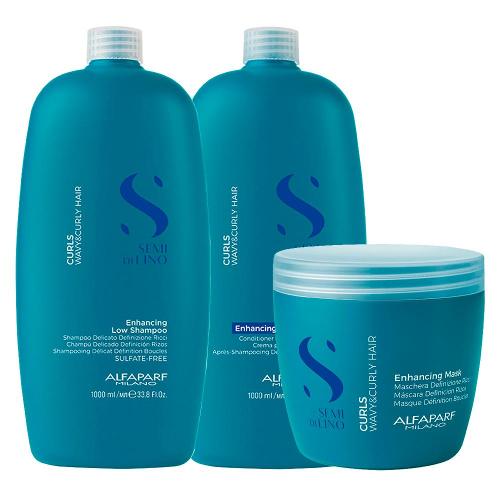 Kit Alfaparf Milano Professional Semi Di Lino Curls Profissional - Shampoo e Condicionador e Máscara
