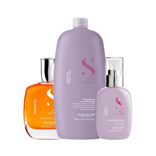 Kit Alfaparf Milano Professional Semi Di Lino Smooth Smoothing - Sshampoo e Creme e Óleo