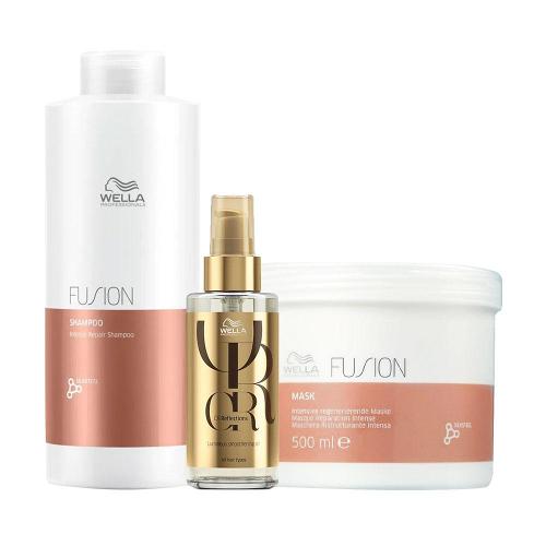 Kit Wella Professionals Fusion Profissional - Shampoo e Máscara e Óleo