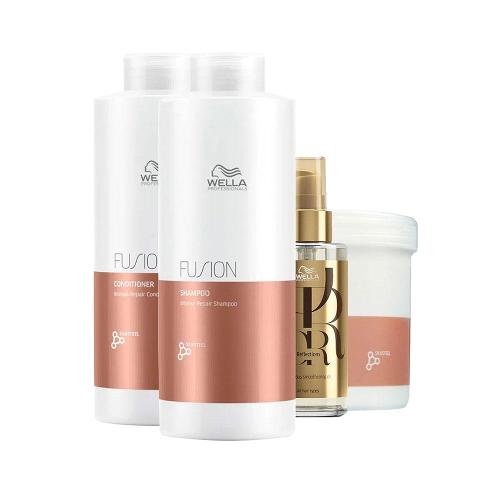 Kit Wella Professionals Fusion Profissional - Shampoo e Condicionador e Máscara e Óleo