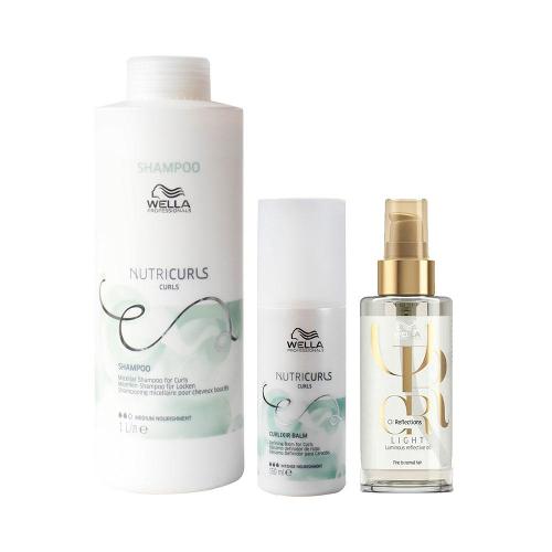 Kit Wella Professionals Nutricurls Profissional - Shampoo e Leave-in e Óleo Light
