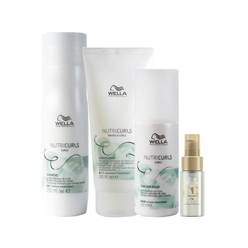 Kit Wella Professionals Nutricurls - Shampoo e Condicionador e Leave-in e Óleo Light