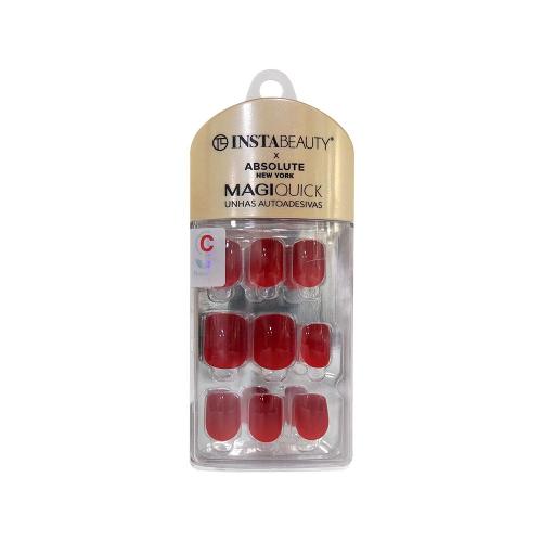 Absolute New York Magiquick Unhas Postiças Curta Autocolante Quadrada Wine Red 24 Unidades