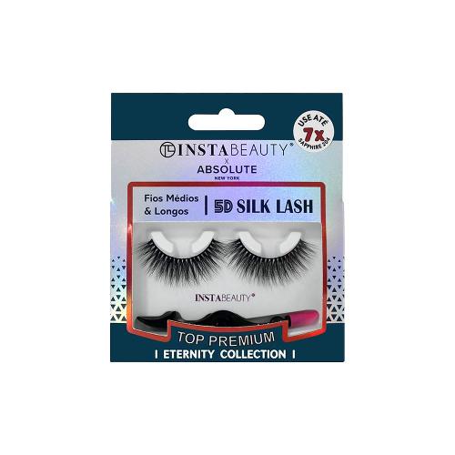 Absolute New York Eternity 5D Silk Lash Sapphire 204 Preto Cílios Postiços Sintético Volumoso 1 Par