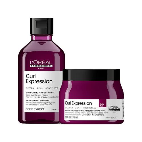 Kit L'Oreál Professionnel Serie Expert Curl Expression - Shampoo Antirresíduos e Máscara Rich 500 ml