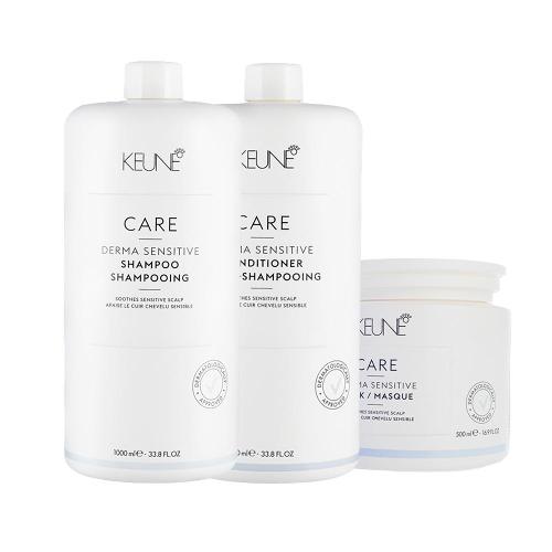 Kit Capilar Keune Derma Sensitive - Shampoo e Condicionador e Mascara de Hidratação 500 ml
