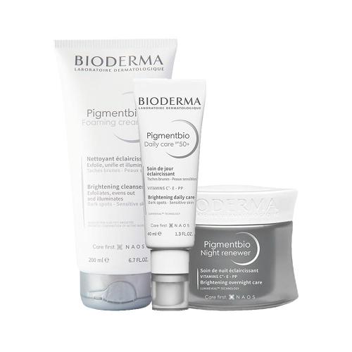 Kit Bioderma Pigmentbio - Sabonete Esfoliante e Creme Facial Noturno e Gel Creme