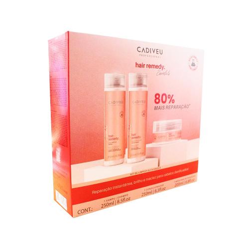 KIT CADIVEU PROFESSIONAL ESSENTIALS HAIR REMEDY SH 250ML+COND 250ML+MÁSC 200ML