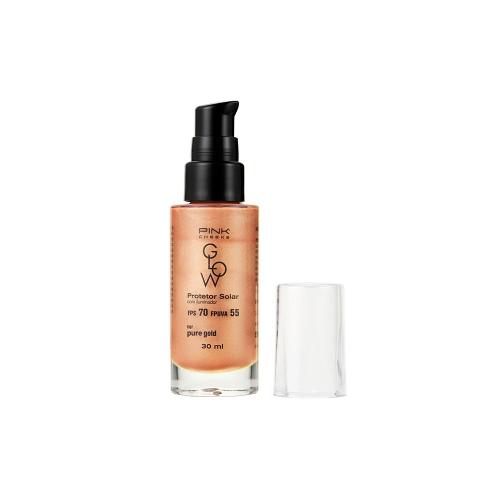 Pink Cheeks Glow FPS 70 FPUVA 55 Pure Gold Protetor Solar Facial com Iluminador 30ml