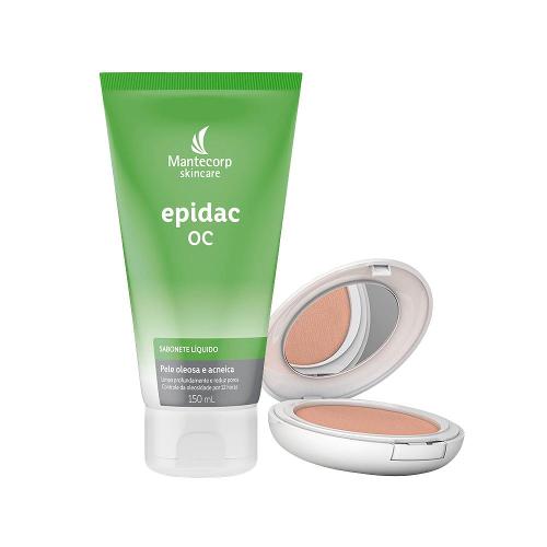 Kit Mantecorp Antioleosidade Facial - Sabonete Líquido e Protetor Solar em Pó FPS50 Clara