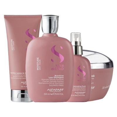 Kit Alfaparf Milano Professional Semi Di Lino Moisture- Shampoo e Condicionador e Máscara e Leave-in