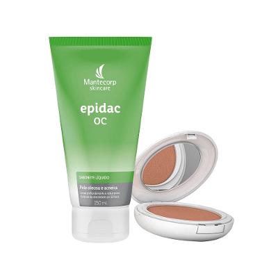 Kit Mantecorp Antioleosidade Facial - Sabonete Líquido e Protetor Solar em Pó FPS50 Morena+