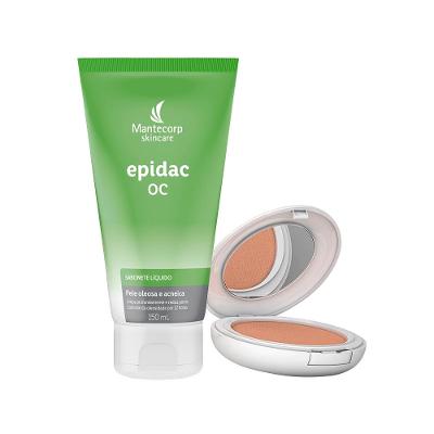 Kit Mantecorp Antioleosidade Facial - Sabonete Líquido e Protetor Solar em Pó FPS50 Morena