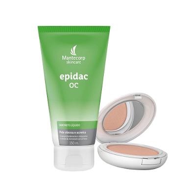 Kit Mantecorp Antioleosidade Facial - Sabonete Líquido e Protetor Solar em Pó FPS50 Extra Clara