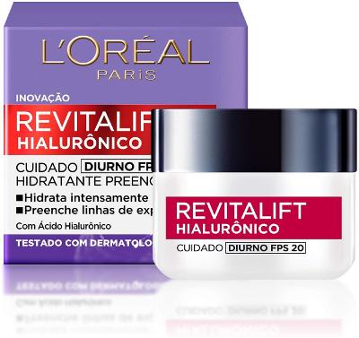 CREME ANTI-IDADE L'ORÉAL PARIS - REVITALIFT HIALURÔNICO DIURNO FPS 20 – 49G