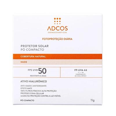 PÓ COMPACTO PROTETOR SOLAR TONALIZANTE ADCOS FPS 50 NUDE COM 11G