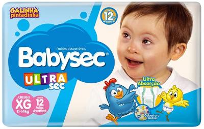 FRALDA BABYSEC ULTRASEC GALINHA PINTADINHA TAMANHO XG 12 UNIDADES