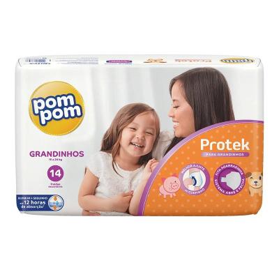 Fralda Pom Pom Protek Proteção De Mãe Tamanho Grandinhos 14 Unidades