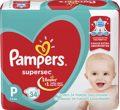 FRALDA PAMPERS SUPERSEC P COM 34 UNIDADES