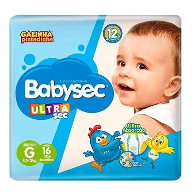 FRALDA BABYSEC ULTRA JUMBINHO TAMANHO G COM 16 UNIDADES