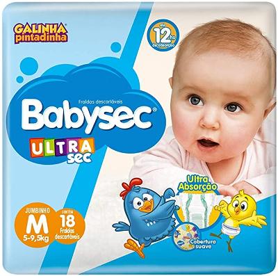 Fralda Babysec Ultrasec Jumbinho Galinha Pintadinha M - 18 Unidades