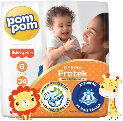 FRALDA POM POM DERMA PROTEK JUMBO G 24 UNIDADE