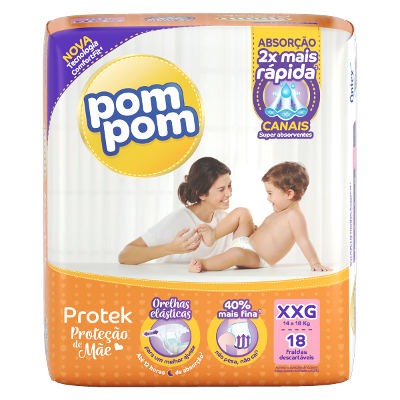 FRALDA POM POM DERMA PROTEK, POM POM TAMANHO XXG 18 UNI