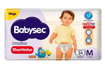 Fralda Babysec Galinha Pintadinha shortinho mega M 34 unid