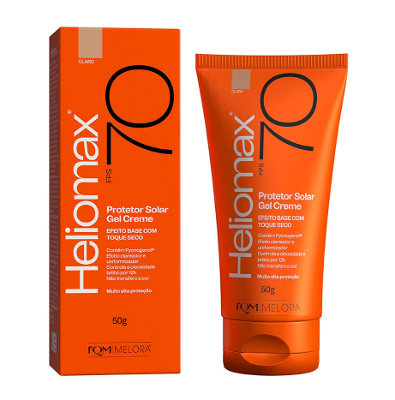 Protetor Solar Gel Creme Facial Heliomax FPS 70 Tom Médio Escuro 50g