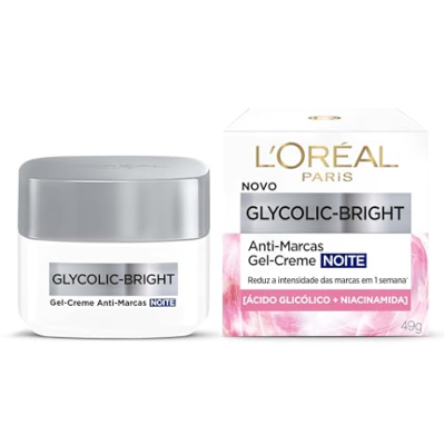 Gel-Creme Facial Anti-Marcas Noite L'oréal Paris Glycolic Bright 49g