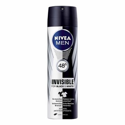 DESODORANTE ANTITRANSPIRANTE AEROSOL NIVEA MEN BLACK&WHITE INVISIBLE MASCULINO 150ML