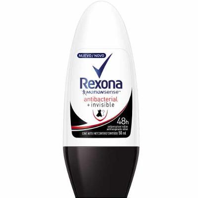 DESODORANTE ROLL ON REXONA WOMEN ANTIBACTERIAL + INVISIBLE 50ML