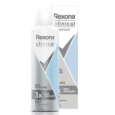 DESODORANTE ANTITRANSPIRANTE AEROSOL REXONA CLINICAL SEM PERFUME 150ML