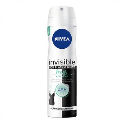 DESODORANTE AEROSOL NIVEA INVISIBLE FOR BLACK E WHITE FRESH ERVA DOCE 150ML