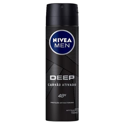 DESODORANTE AEROSOL ANTITRANSPIRANTE NIVEA MEN DEEP ORIGINAL CARVÃO ATIVADO 150ML