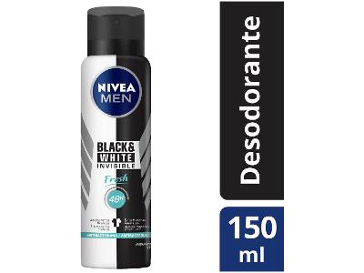 DESODORANTE ANTITRANSPIRANTE AEROSOL NIVEA MEN BLACK&WHITE INVISIBLE FRESH 150ML