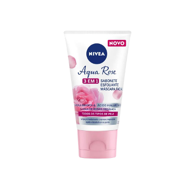 SABONETE ESFOLIANTE E MÁSCARA FACIAL NIVEA AQUA ROSE 3 EM 1 COM 150ML