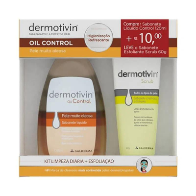 Dermotivin Kit Sabonete Líquido Oil Control 120ml Sabonete Esfoliante 60g