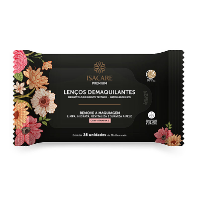 LENÇOS DEMAQUILANTES ISACARE PREMIUM 20 UNIDADES