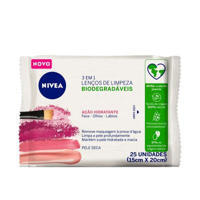 Lenço Demaquilante Nivea 3 em 1 Ação Hidratante 25 Unidades