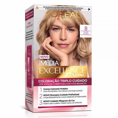 TINTURA IMÉDIA EXCELLENCE CREME L`ORÉAL PARIS - COR 8 LOURO CLARO