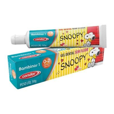 GEL DENTAL INFANTIL CONDOR SNOOPY BAMBINOS 1 SEM FLÚOR 50G