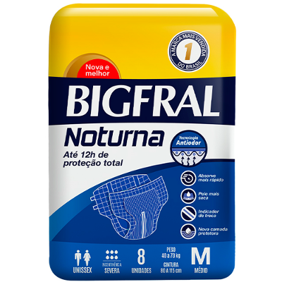 FRALDA GERIÁTRICA BIGFRAL NOTURNA M 8 UNIDADES