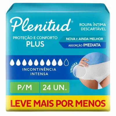 Fralda Calça Geriátrica Unissex Plenitud Protect Plus P/M 24 Unidades