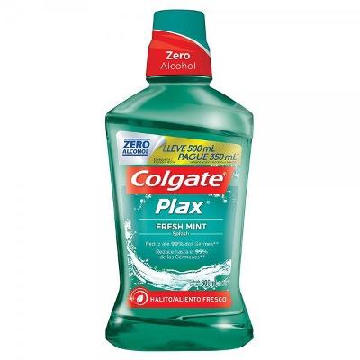 ENXAGUANTE BUCAL COLGATE PLAX FRESH MINT 500ML - LEVE 500ML PAGUE 350ML