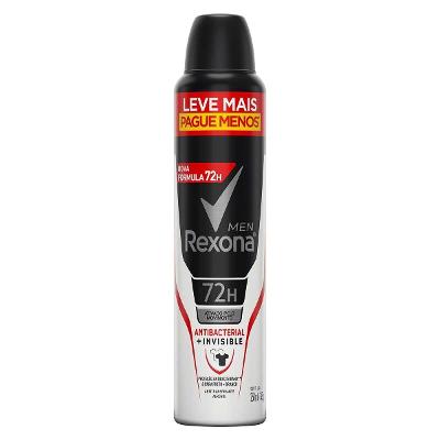 Desodorante Antitranspirante Aerosol Antibacterial Plus Invisible  Rexona Men 250Ml