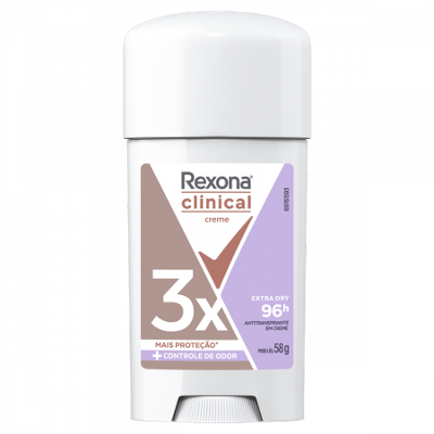 Desodorante Rexona Clinical Extra Dry Antitranspirante 96h Creme 58g