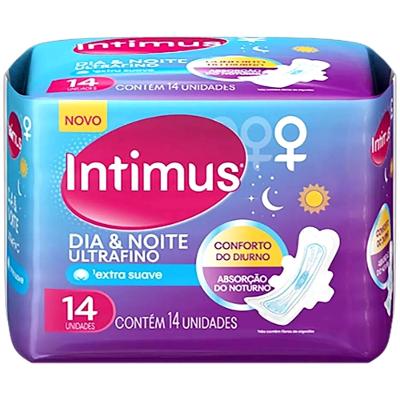 ABSORVENTE INTIMUS DIA E NOITE ULTRAFINO COBERTURA SUAVE COM ABAS 14 UNIDADES